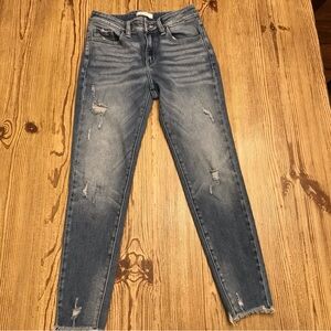 KANCAN mid rise ankle Skinny Jeans Frayed Hem Size 27.